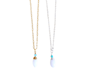 MINU Jewels Necklace Faceted Moonstone & Amazonite 16" Necklace on Silver or Gold Chain | MINU