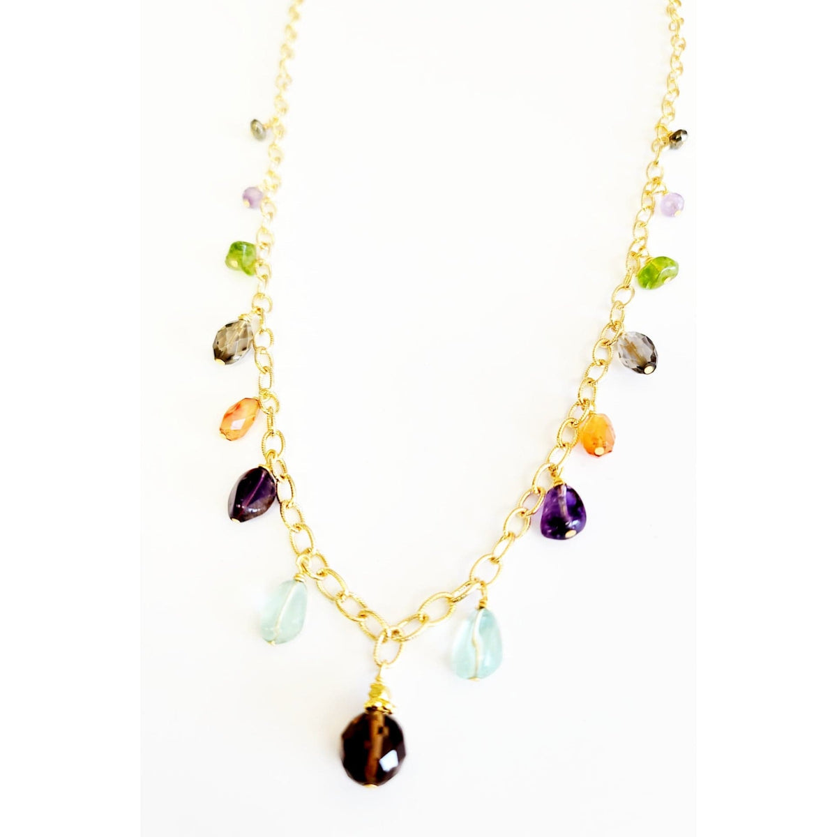MINU Jewels Necklace Fallish 30" Necklace in Fall Color Gemstones on Gold Plated Chain | MINU