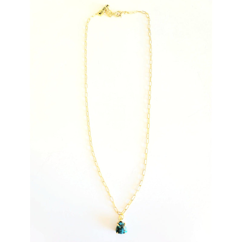 MINU Jewels Necklace Gold-Plated Turquoise Stud 16" Necklace with Silver or Gold Chain | MINU
