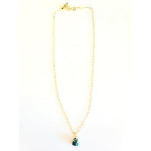 MINU Jewels Necklace Gold-Plated Turquoise Stud 16" Necklace with Silver or Gold Chain | MINU