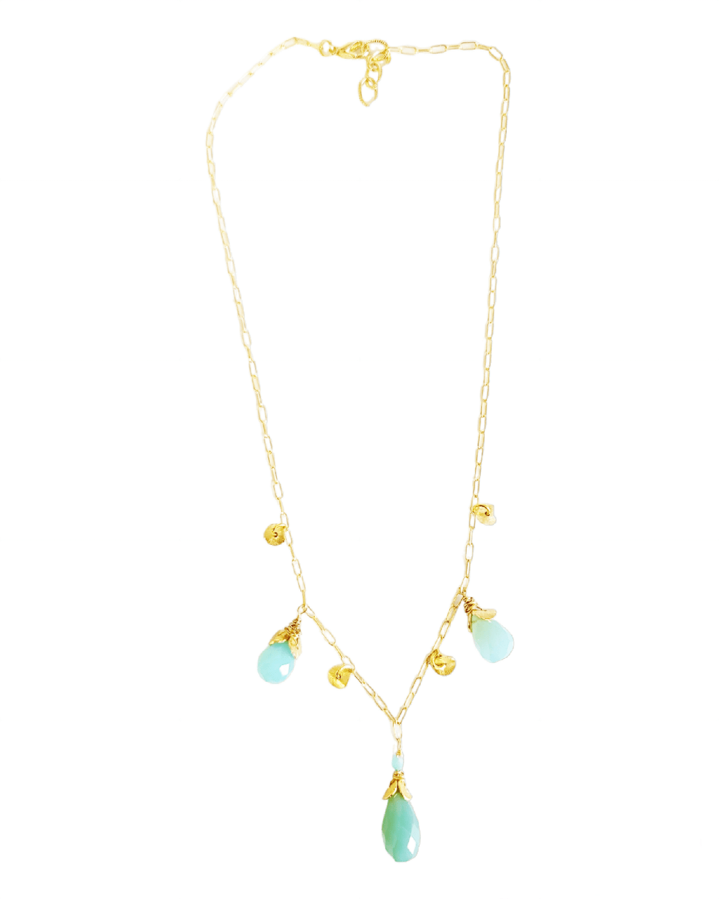 MINU Jewels Necklace Ka 16-18" Subtle Statement Necklace in Blue Chalcedony with Gold Accents | MINU