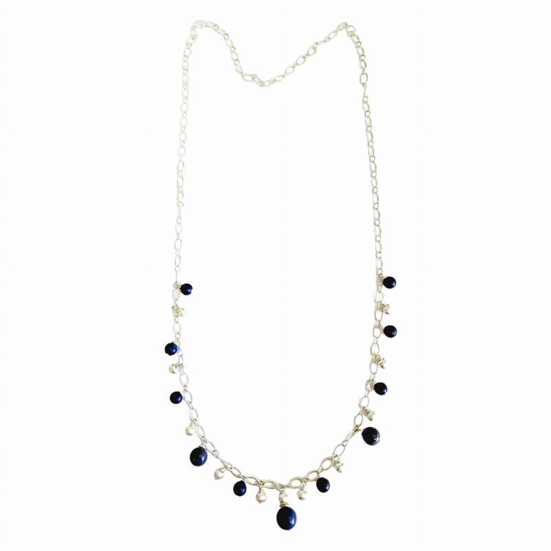 MINU Jewels Necklace Maxi 24" Silver Necklace with Blue Lapis & Silver Accents | MINU