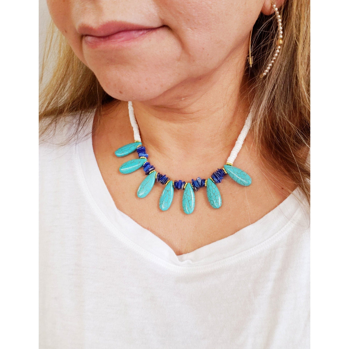MINU Jewels Necklace MINU Jewels Alexandria Necklace in Turquoise, Lapis, Shell, and Gold Accents
