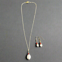 MINU Jewels Necklace Pearl Coral Women's Baroque Pearl Necklace & Matching Earrings Gift Set | MINU