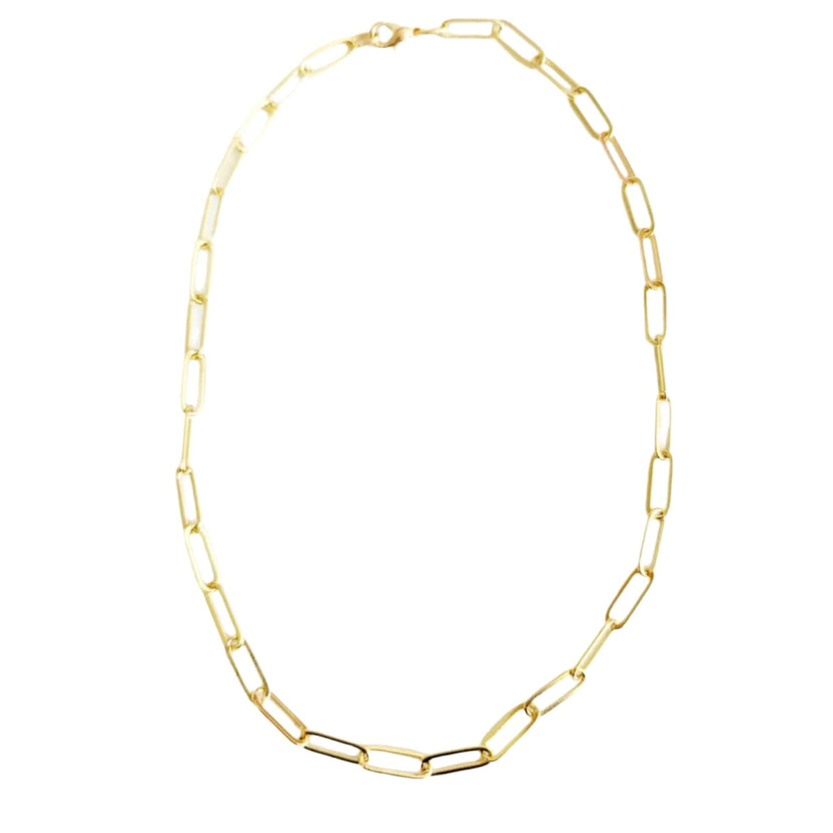 MINU Jewels Necklace Plain no charms Gold Plated 16" Paper Clip Chain Necklace With or Without Turquoise & Gold Disc Charms | MINU