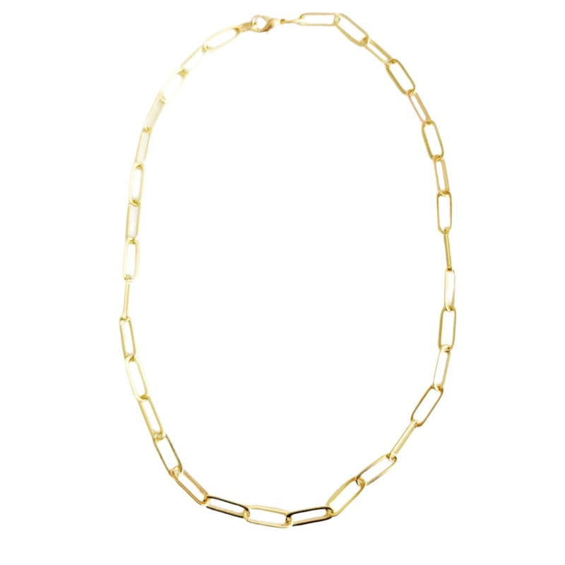 MINU Jewels Necklace Plain no charms Gold Plated 16" Paper Clip Chain Necklace With or Without Turquoise & Gold Disc Charms | MINU
