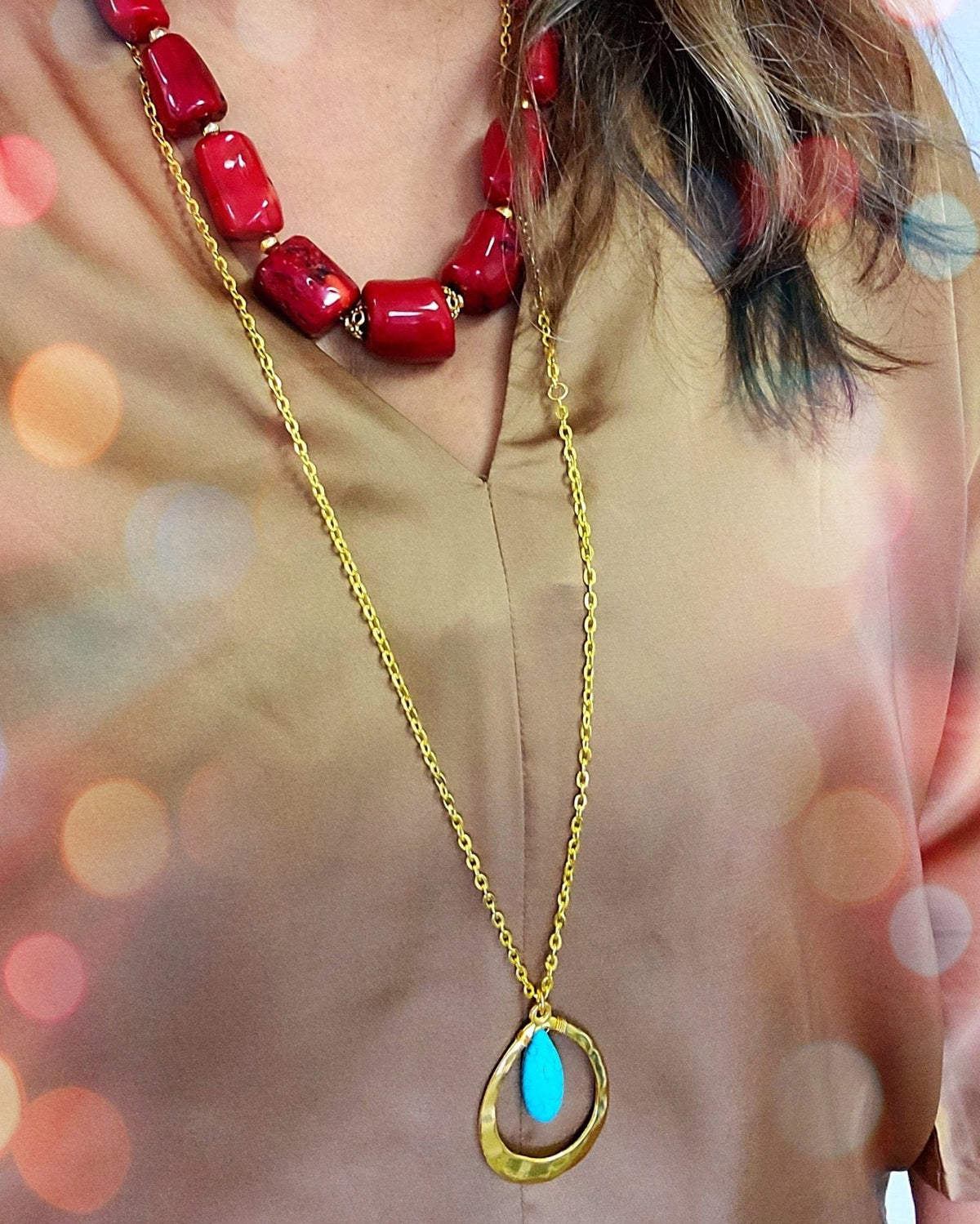 MINU Jewels Necklace Reka 32" Turquoise and Gold Necklace | MINU
