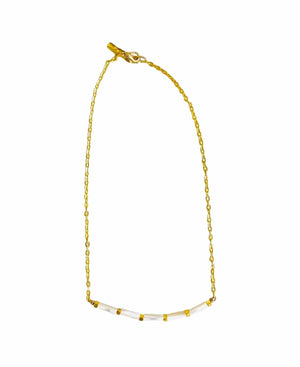 MINU Jewels Necklace Sadaf 16" Gold Plated Necklace with Mother of Pearl Accents | MINU