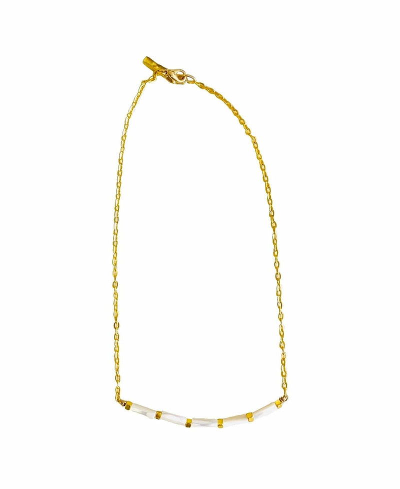 MINU Jewels Necklace Sadaf 16" Gold Plated Necklace with Mother of Pearl Accents | MINU