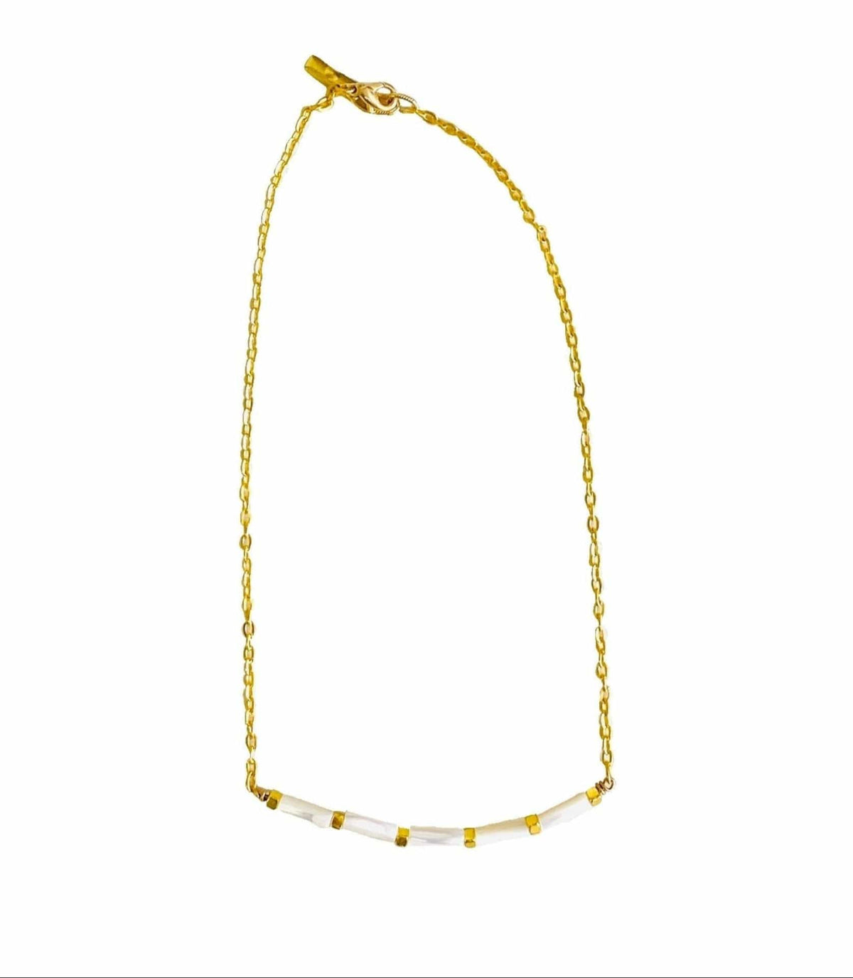 MINU Jewels Necklace Sadaf 16" Gold Plated Necklace with Mother of Pearl Accents | MINU