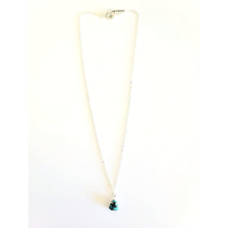 MINU Jewels Necklace Silver Turquoise Stud 16" Necklace with Silver or Gold Chain | MINU