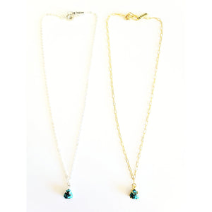 MINU Jewels Necklace Turquoise Stud 16" Necklace with Silver or Gold Chain | MINU