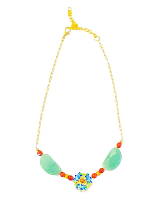 MINU Jewels Necklace Women's Alamina Necklace in Aventurine, Carnelian & Orange Jade | MINU