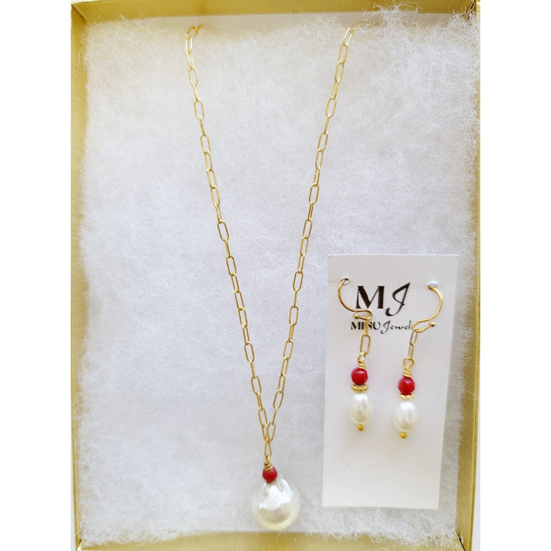 MINU Jewels Necklace Women's Baroque Pearl Necklace & Matching Earrings Gift Set | MINU