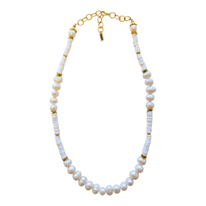 MINU Jewels Necklace Women's Bova Long 32" Necklace In White Pearls & Shells  | MINU