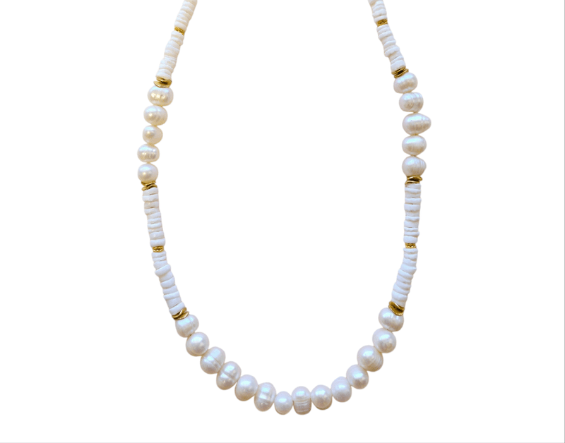 MINU Jewels Necklace Women's Bova Long 32" Necklace In White Pearls & Shells  | MINU