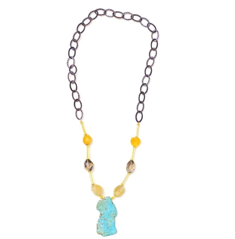 MINU Jewels Necklace Women's Maireni 34" Necklace in Turquoise, Smoky Quartz & Citrine | MINU