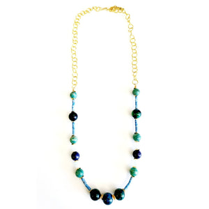 MINU Jewels Necklace Women's Monica Necklace in Yellow Turquoise, Amazonite, Lapis, & Aquamarine | MINU