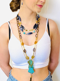 MINU Jewels Necklace Women's Shimza 44" Necklace in Turquoise & Gold Accents | MINU