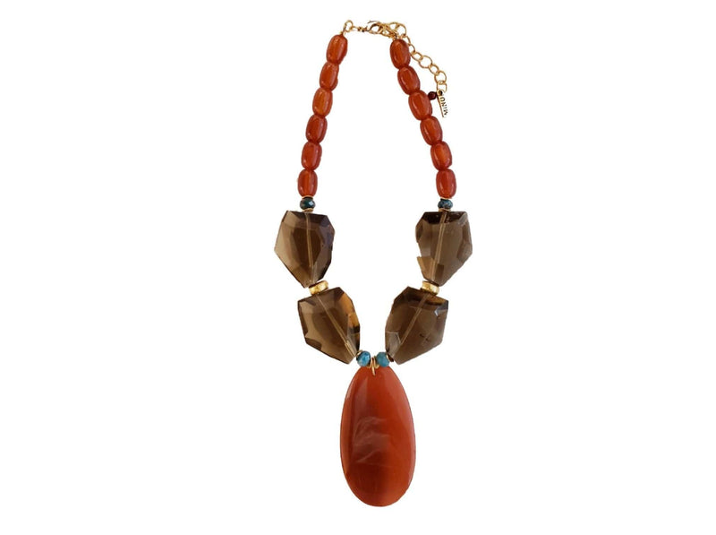 MINU Jewels Necklace Women's Smoky Quartz, Apatie, & Carnelian Voota Necklace  | MINU