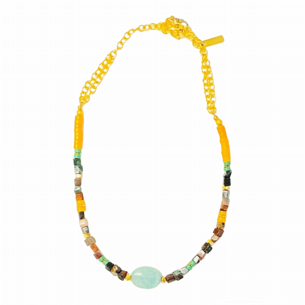 MINU Jewels Necklace Women's Vadoma Necklace in Orange & Green Howlite, Amazonite, & Jasper | MINU