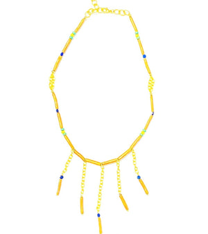 MINU Jewels Necklace Women's Vandy Necklace In Lapis, Green Howlite, & Gold Coral | MINU