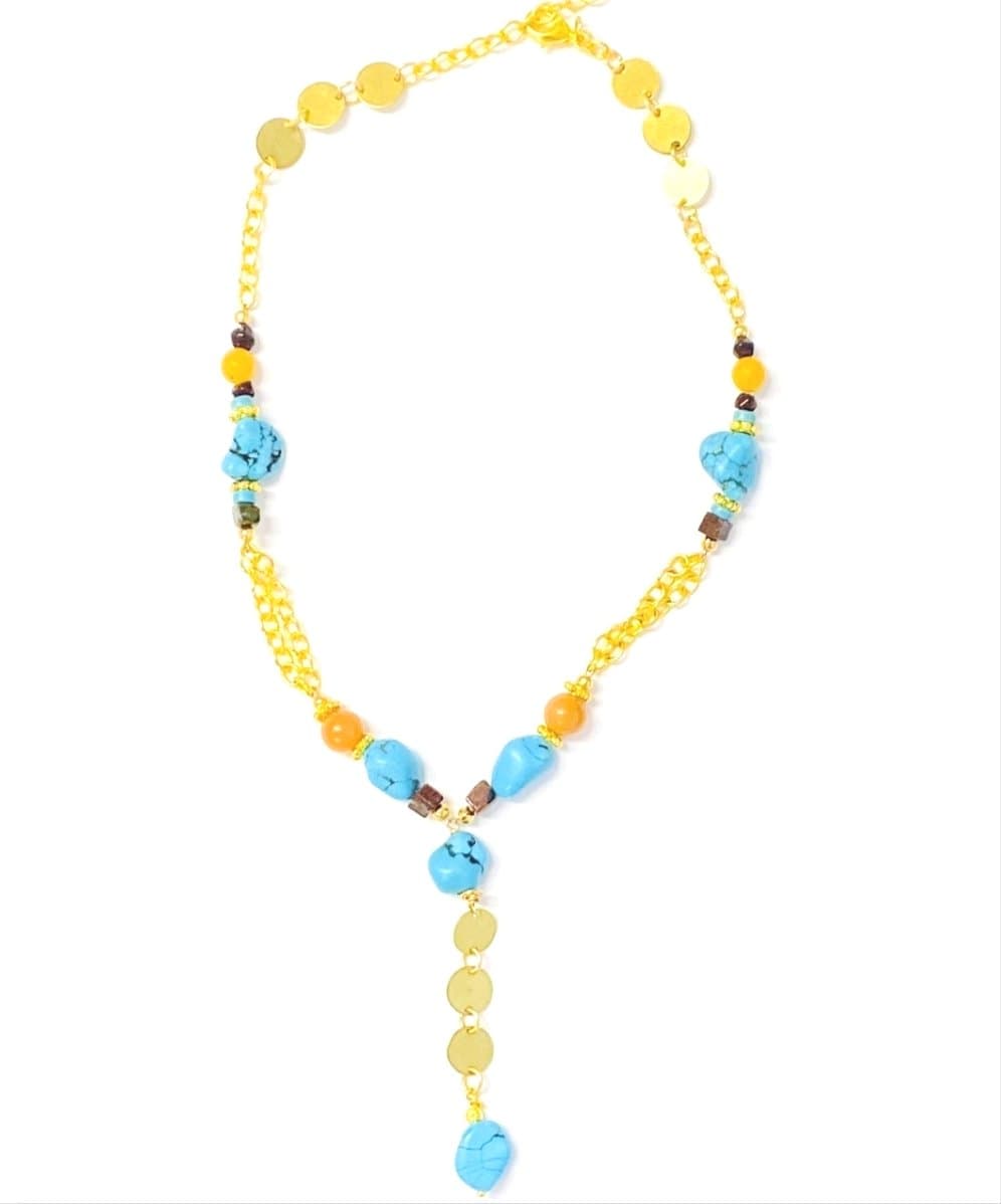 MINU Jewels Necklace Women's Vano Necklace in Turquoise, Orange Jade, Garnet & Jasper | MINU