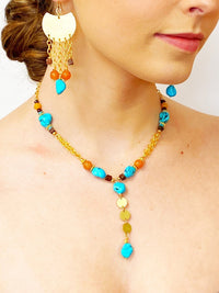MINU Jewels Necklace Women's Vano Necklace in Turquoise, Orange Jade, Garnet & Jasper | MINU