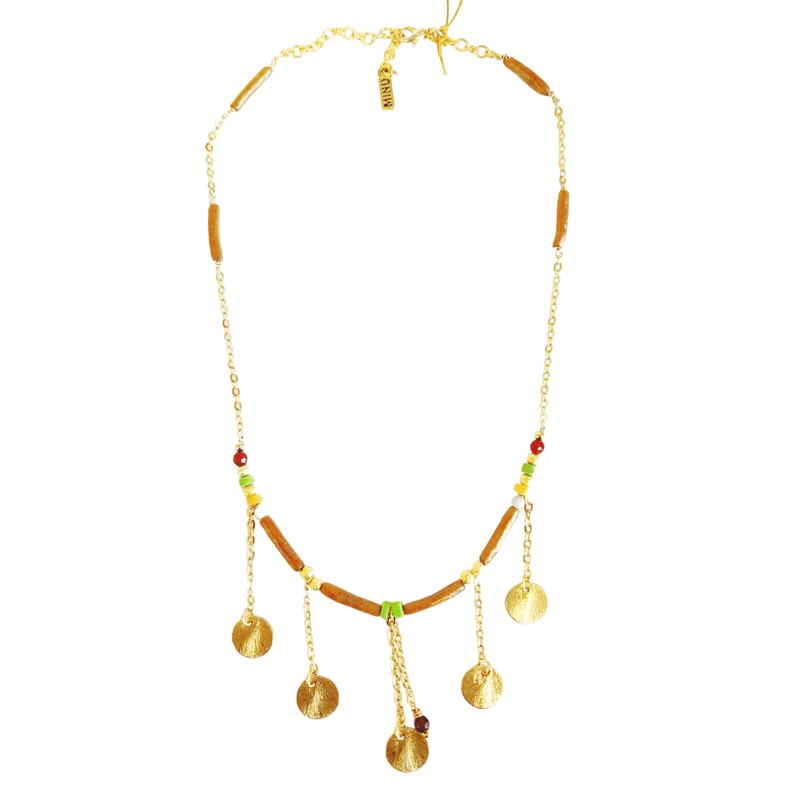 MINU Jewels Necklace Women's Vota Necklace in Gold Coral, Lapis, & Green Howlite | MINU