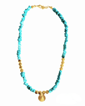 MINU Jewels Necklaces 16-18" Rava Turquoise Necklace with Gold Plated Accents