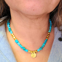 MINU Jewels Necklaces 16-18" Rava Turquoise Necklace with Gold Plated Accents