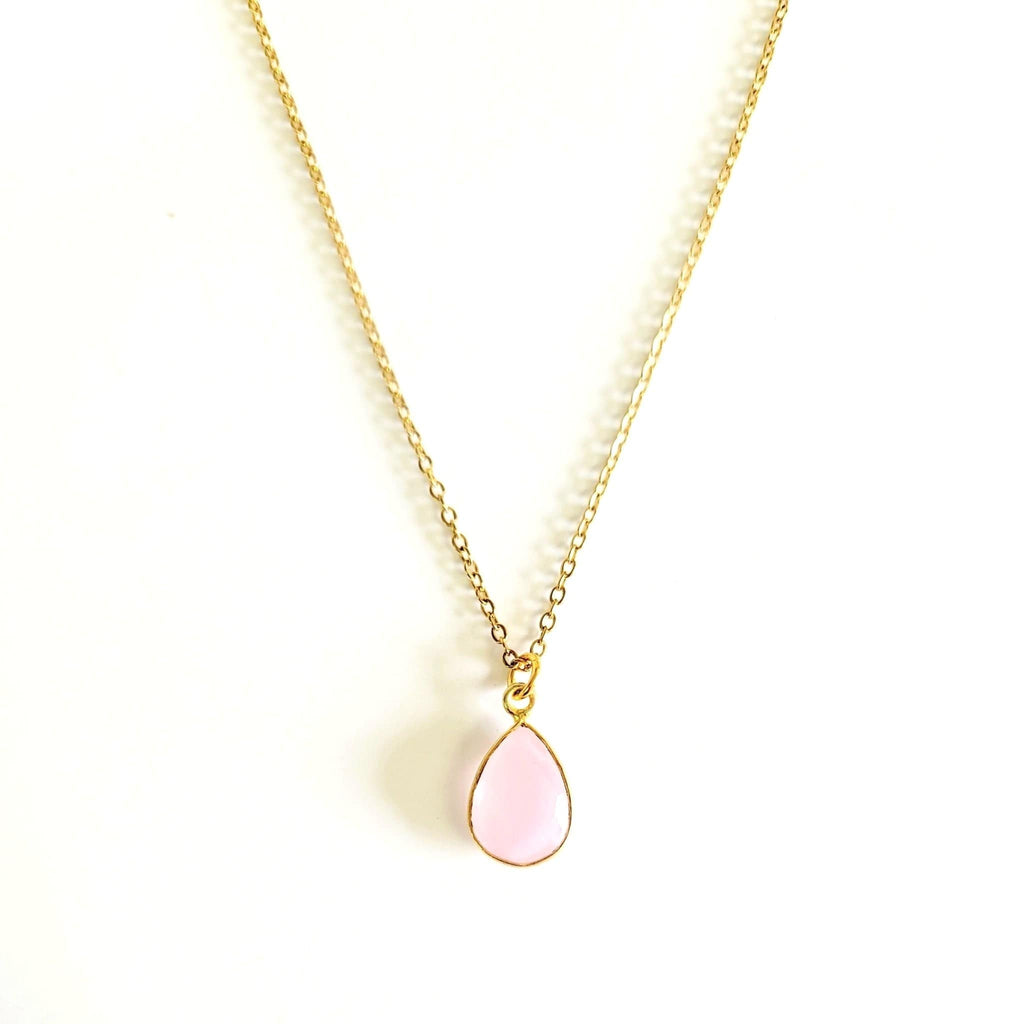 MINU Jewels Necklaces 17" Faceted Rose Quartz Necklace on Gold Plated Chain