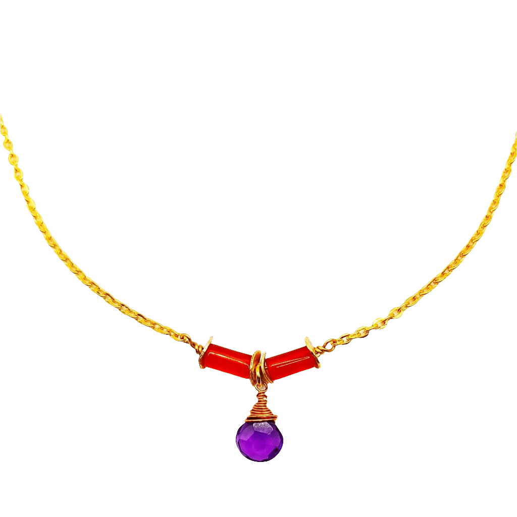 MINU Jewels Necklaces Amethyst and Carnelian Elisa Pendant Necklace
