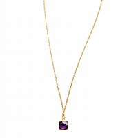 MINU Jewels Necklaces Amethyst Square Gemstone Necklace in Amethyst, Blue Topaz, or Pink Chalcedony