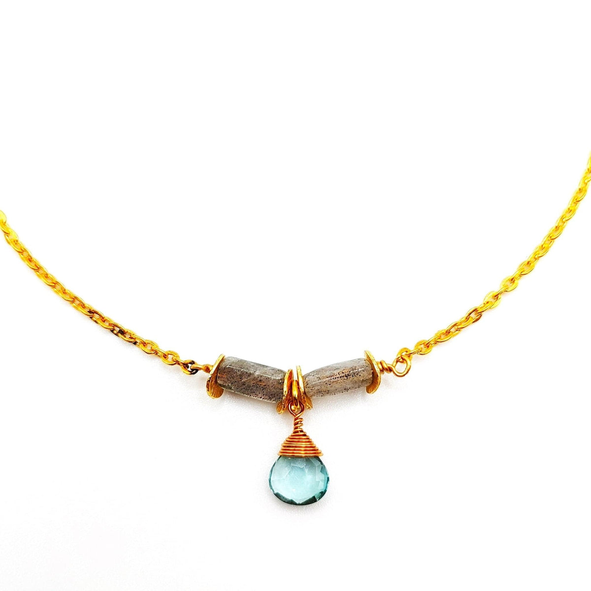 MINU Jewels Necklaces Aquamarine and Labradorite Elisa Pendant Necklace