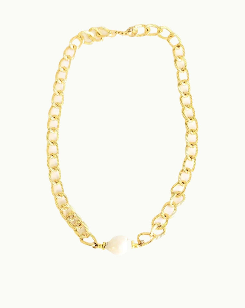 MINU Jewels Necklaces Baroque 16" Gold Plated Chain Necklace with Baroque Pearl