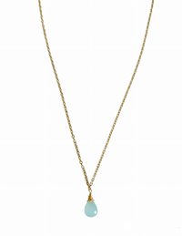 MINU Jewels Necklaces Blue-Green Faceted Chalcedony Necklace With Gold Accents