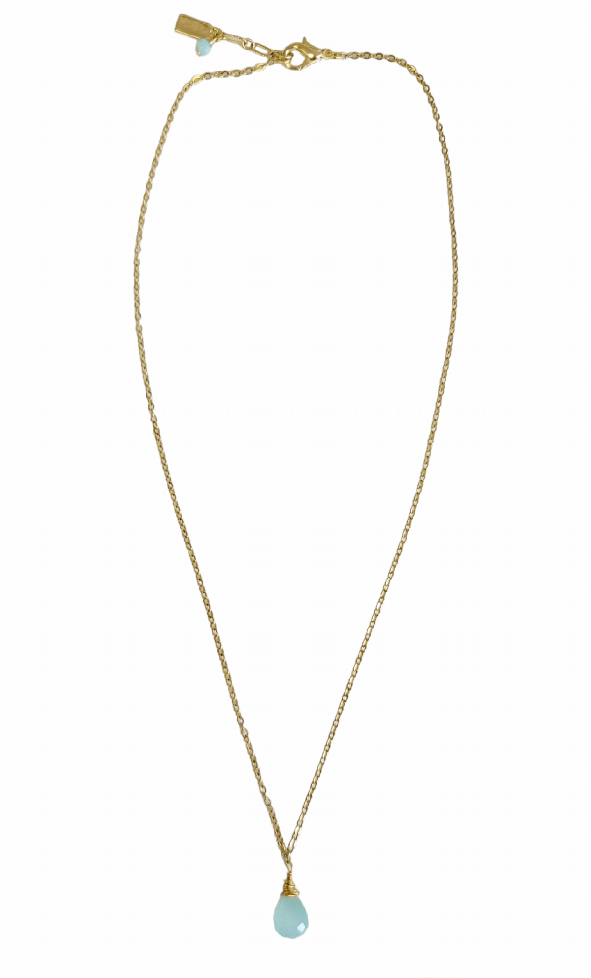 MINU Jewels Necklaces Blue-Green Faceted Chalcedony Necklace With Gold Accents