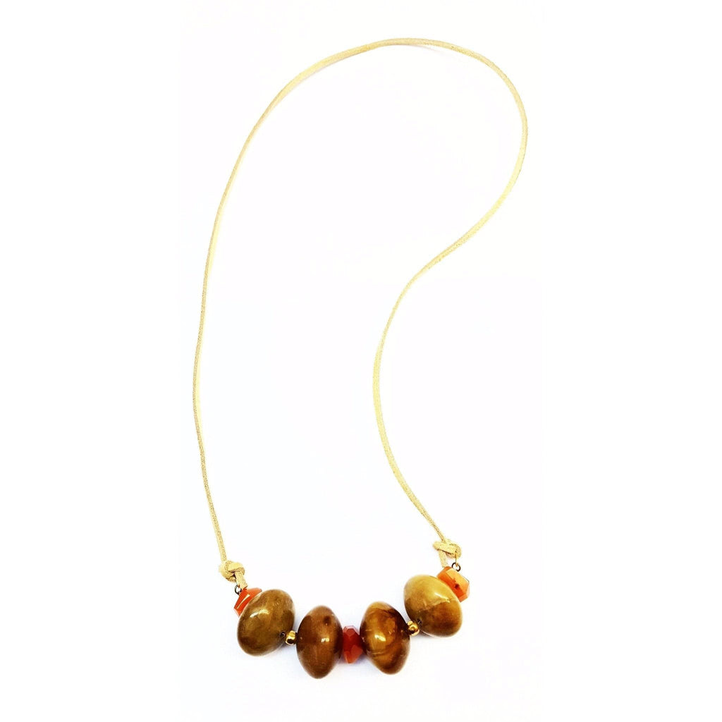 MINU Jewels Necklaces Brown/Gold Suede Beige Necklace
