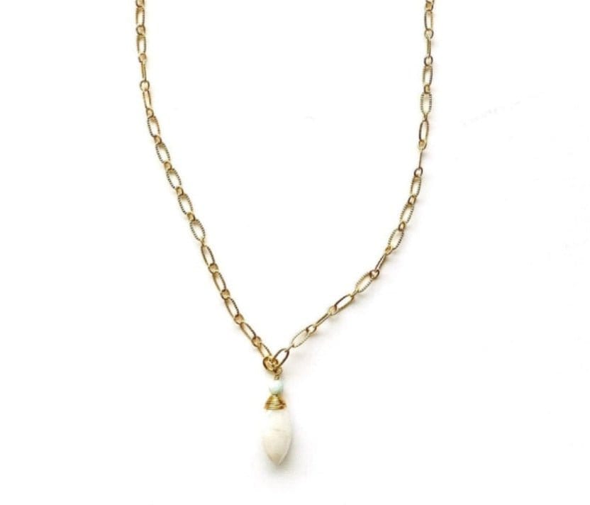 MINU Jewels Necklaces Gold/Cream Lah 16-18" Adjustable Chain Necklace With Faceted Moonstone