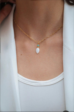 MINU Jewels Necklaces Gold/Cream Lah 16-18" Adjustable Chain Necklace With Faceted Moonstone