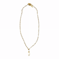 MINU Jewels Necklaces Gold/Cream Lah 16-18" Adjustable Chain Necklace With Faceted Moonstone