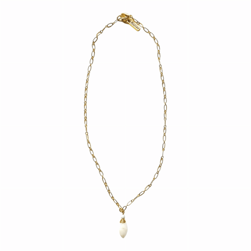 MINU Jewels Necklaces Gold/Cream Lah 16-18" Adjustable Chain Necklace With Faceted Moonstone