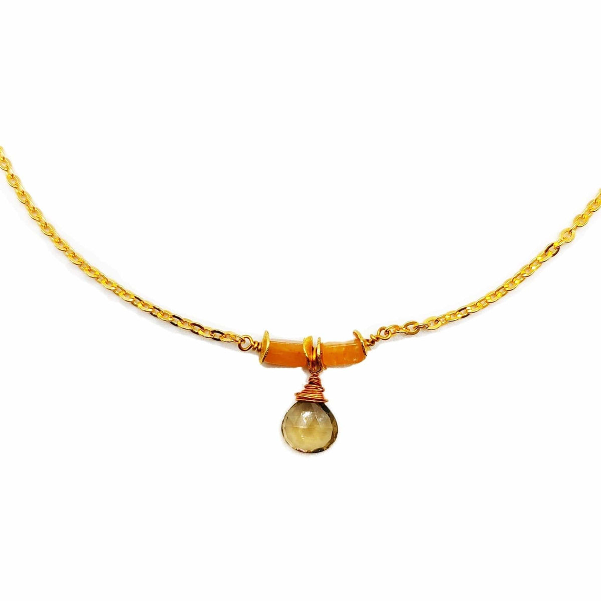 MINU Jewels Necklaces Green Topaz and Citrine Elisa Pendant Necklace