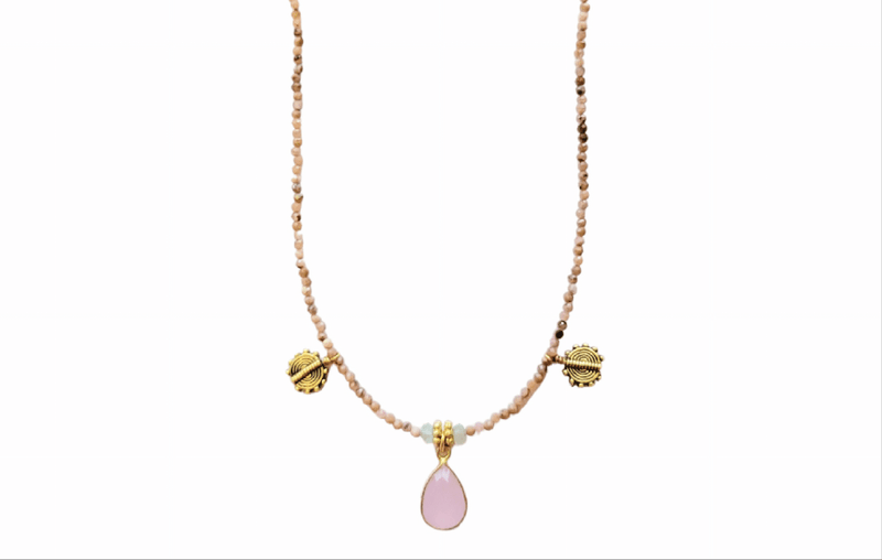MINU Jewels Necklaces Rose/Multi Tuli Faceted Rhondocrosite, Rose Quartz, & Aquamarine Necklace