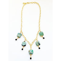 MINU Jewels Necklaces Rossaria 16-18" Adjustable Turquoise Necklace With Black Onyx & Gold Accents