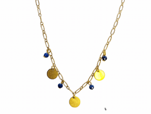 MINU Jewels Necklaces Seva Gold Plated Chain Necklace With Lapis & Gold Plated Accents
