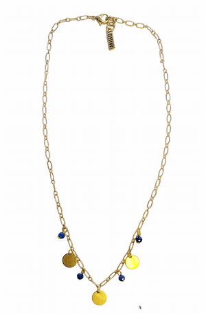 MINU Jewels Necklaces Seva Gold Plated Chain Necklace With Lapis & Gold Plated Accents