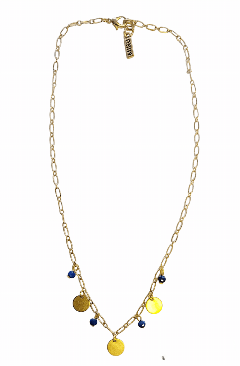 MINU Jewels Necklaces Seva Gold Plated Chain Necklace With Lapis & Gold Plated Accents