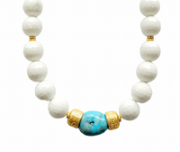 MINU Jewels Necklaces Seville White & Faceted Agate, & Blue Turquoise Statement Necklace